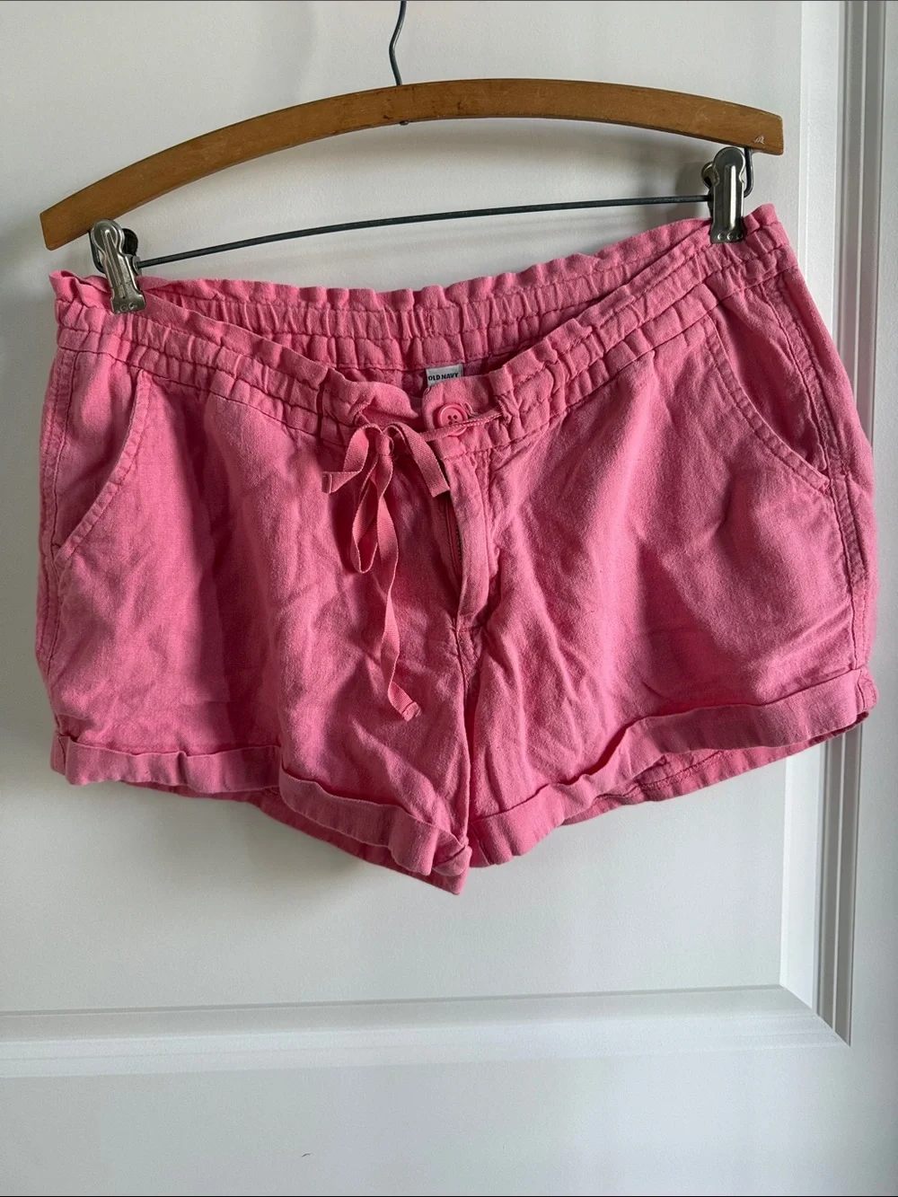 Old Navy Pink LINEN - Drawstring Casual Women’s Shorts - 8